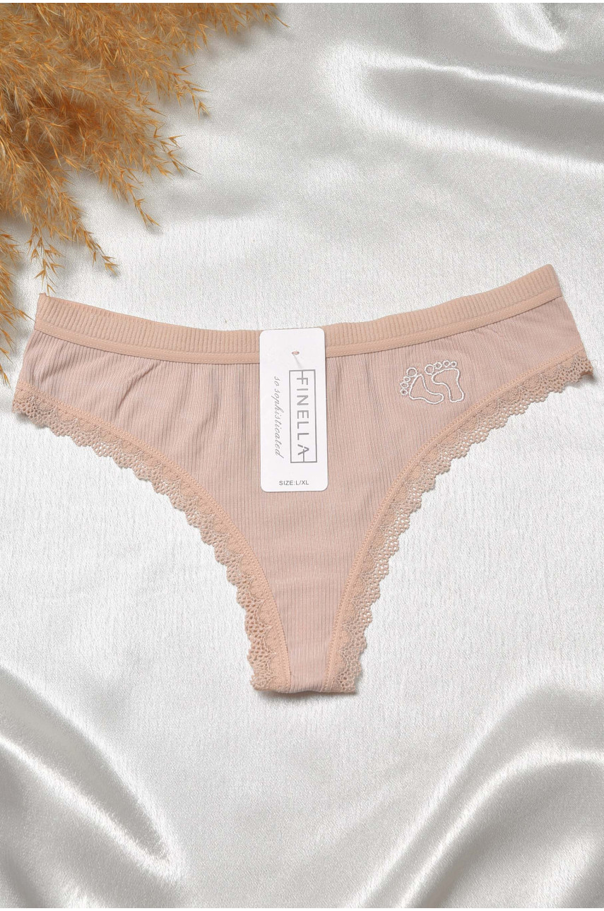 Стринги женские с кружевом бежевого цвета 8860 188792