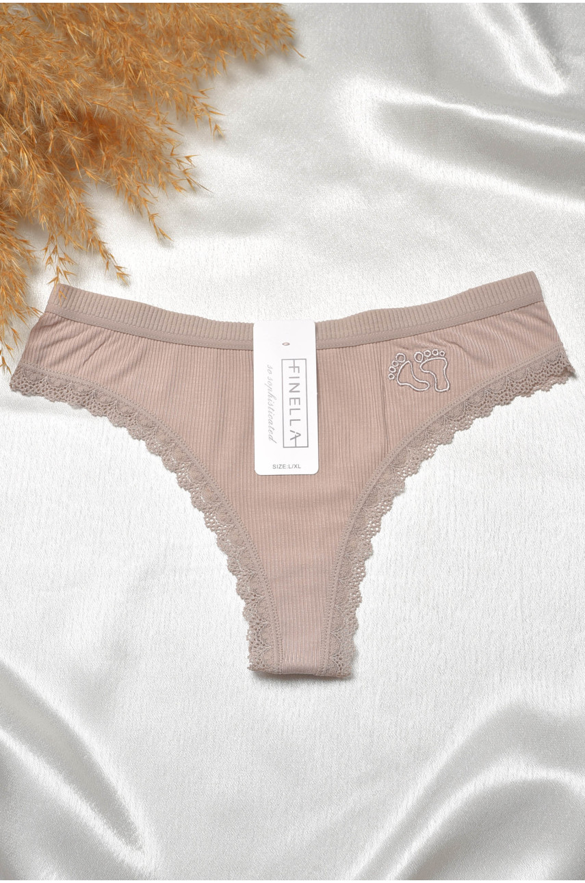 Стринги женские с кружевом цвета мокко 8860 188793