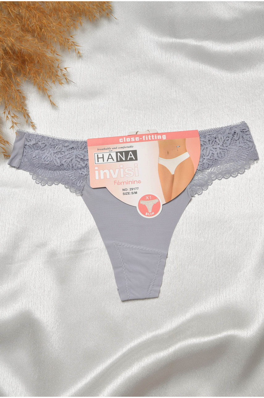 Стринги женские с кружевом серого цвета 29177 188798