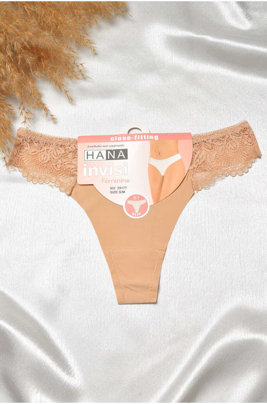 Стринги женские с кружевом бежевого цвета 29177 188800