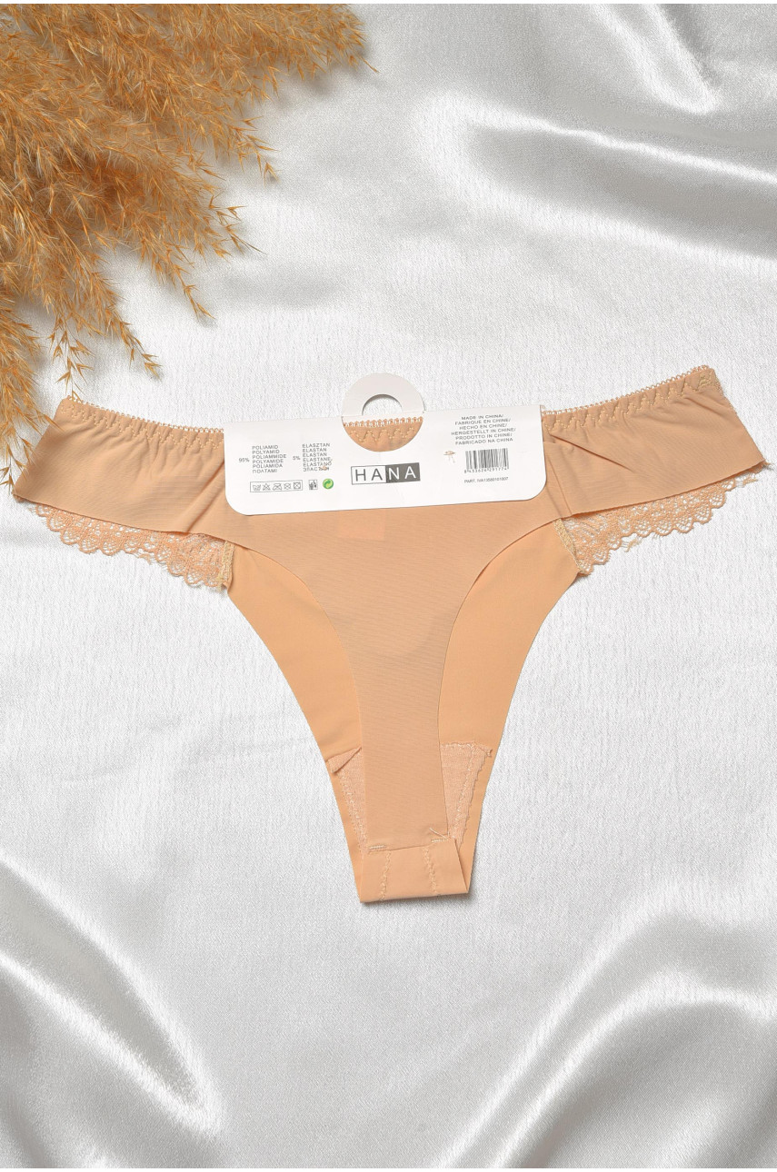 Стринги женские с кружевом бежевого цвета 29177 188800