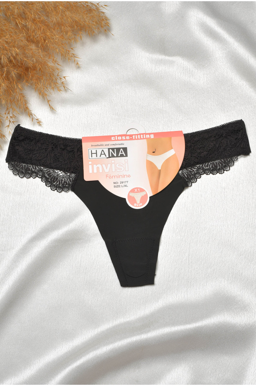 Стрінги жіночі з мереживом чорного кольору 29177 188802