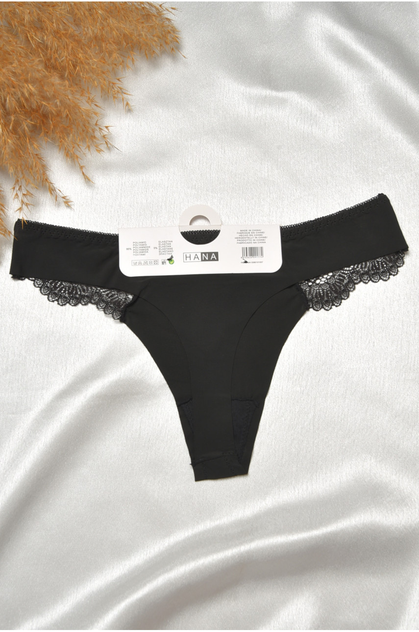 Стрінги жіночі з мереживом чорного кольору 29177 188802