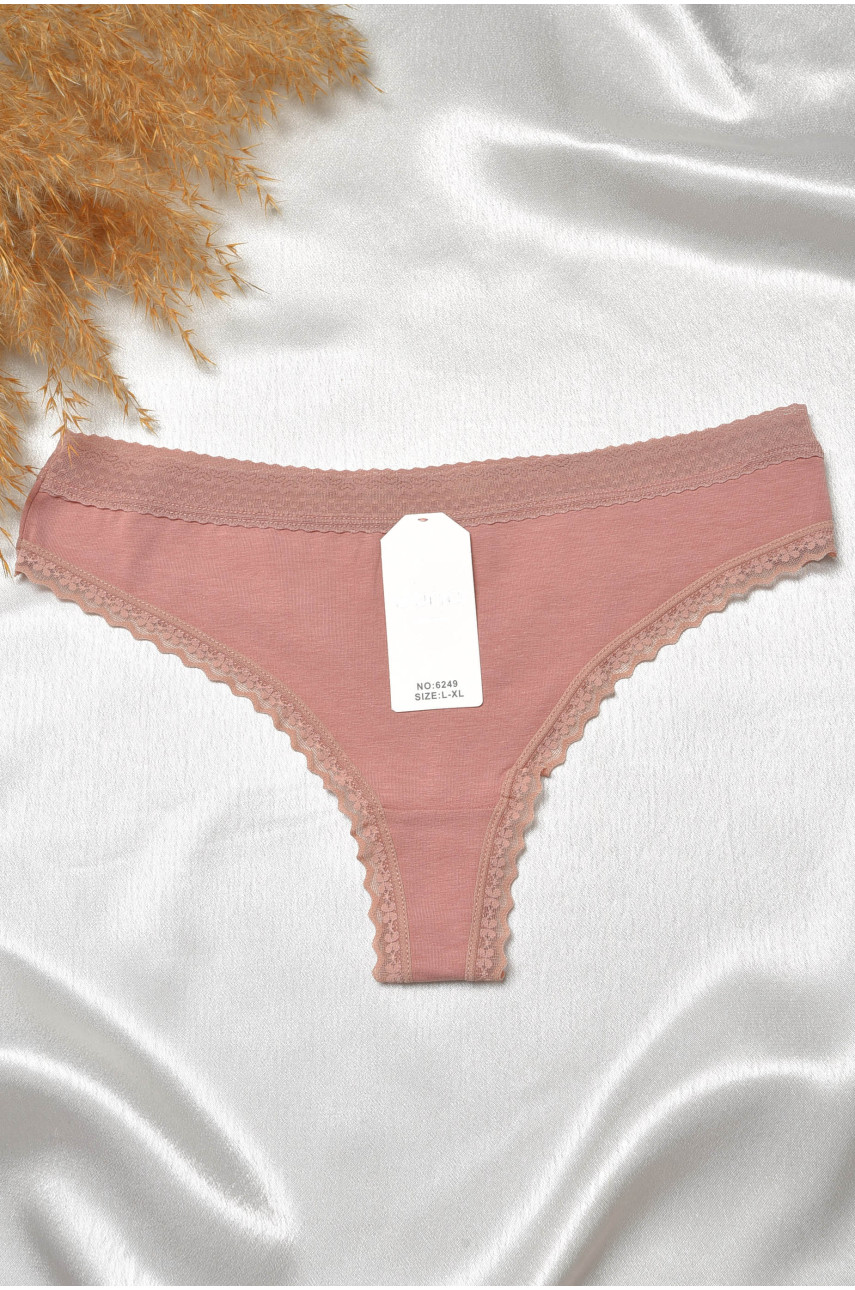 Стринги женские с кружевом пудрового цвета 6249 188809