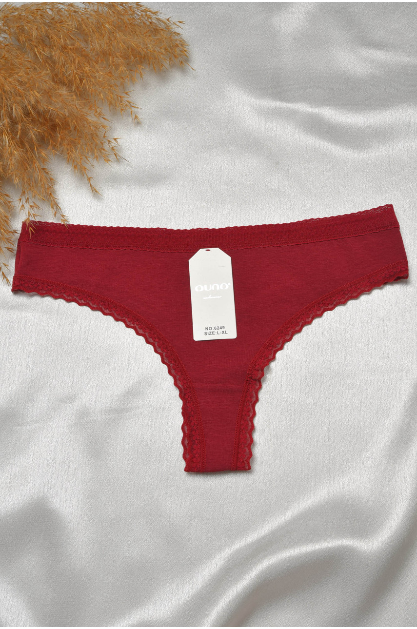 Стринги женские с кружевом бордового цвета 6249 188810