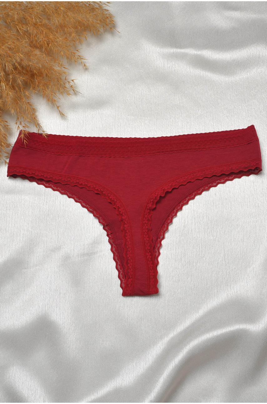 Стринги женские с кружевом бордового цвета 6249 188810