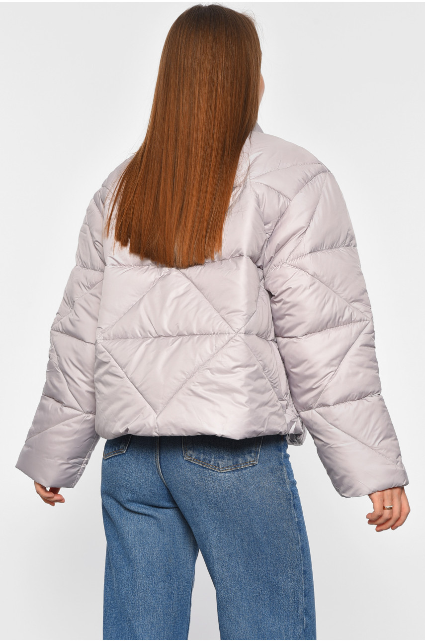 Куртка жіноча демісезонна сірого кольору 838 188861 Куртка жіноча демісезонна сірого кольору 838 188861