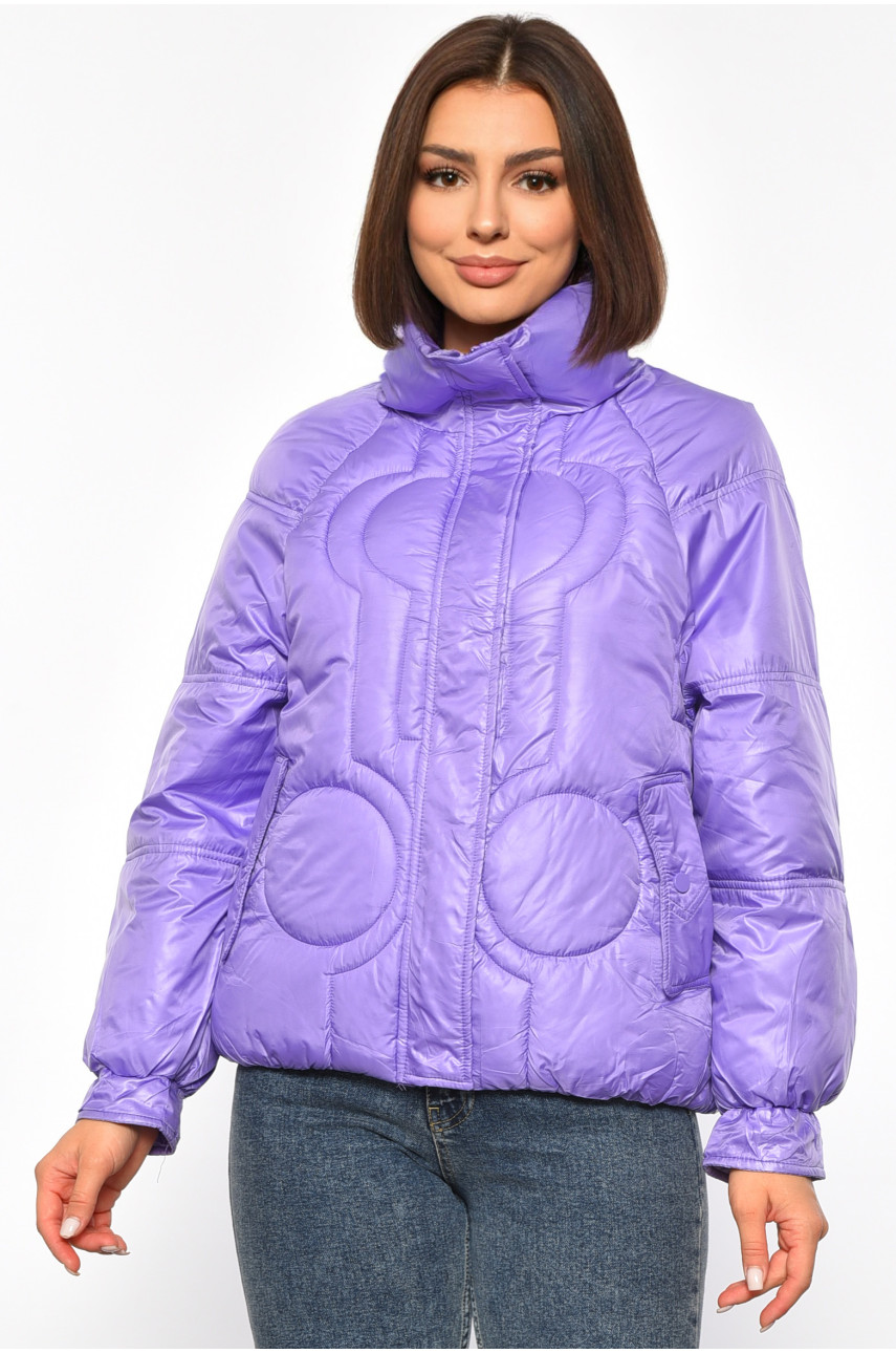 Куртка жіноча демісезонна однотонна бузкового кольору GB/T2662-2017 188863