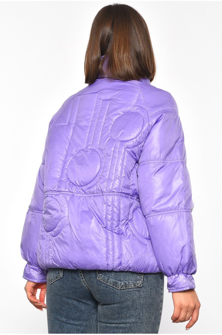 Куртка жіноча демісезонна однотонна бузкового кольору GB/T2662-2017 188863 Куртка жіноча демісезонна однотонна бузкового кольору GB/T2662-2017 188863