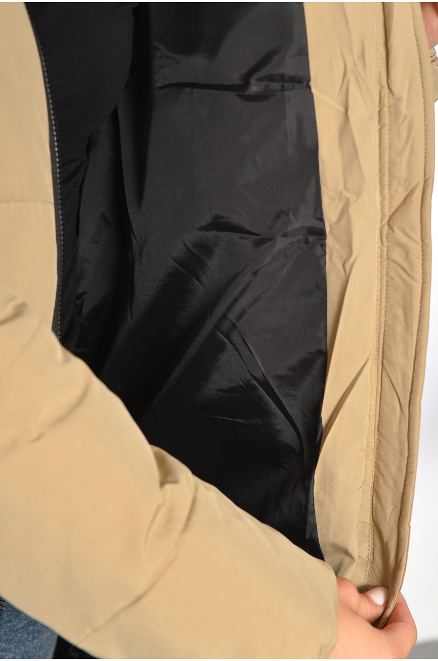 Жіноча куртка зимова з капюшоном бежевого кольору 222 188892