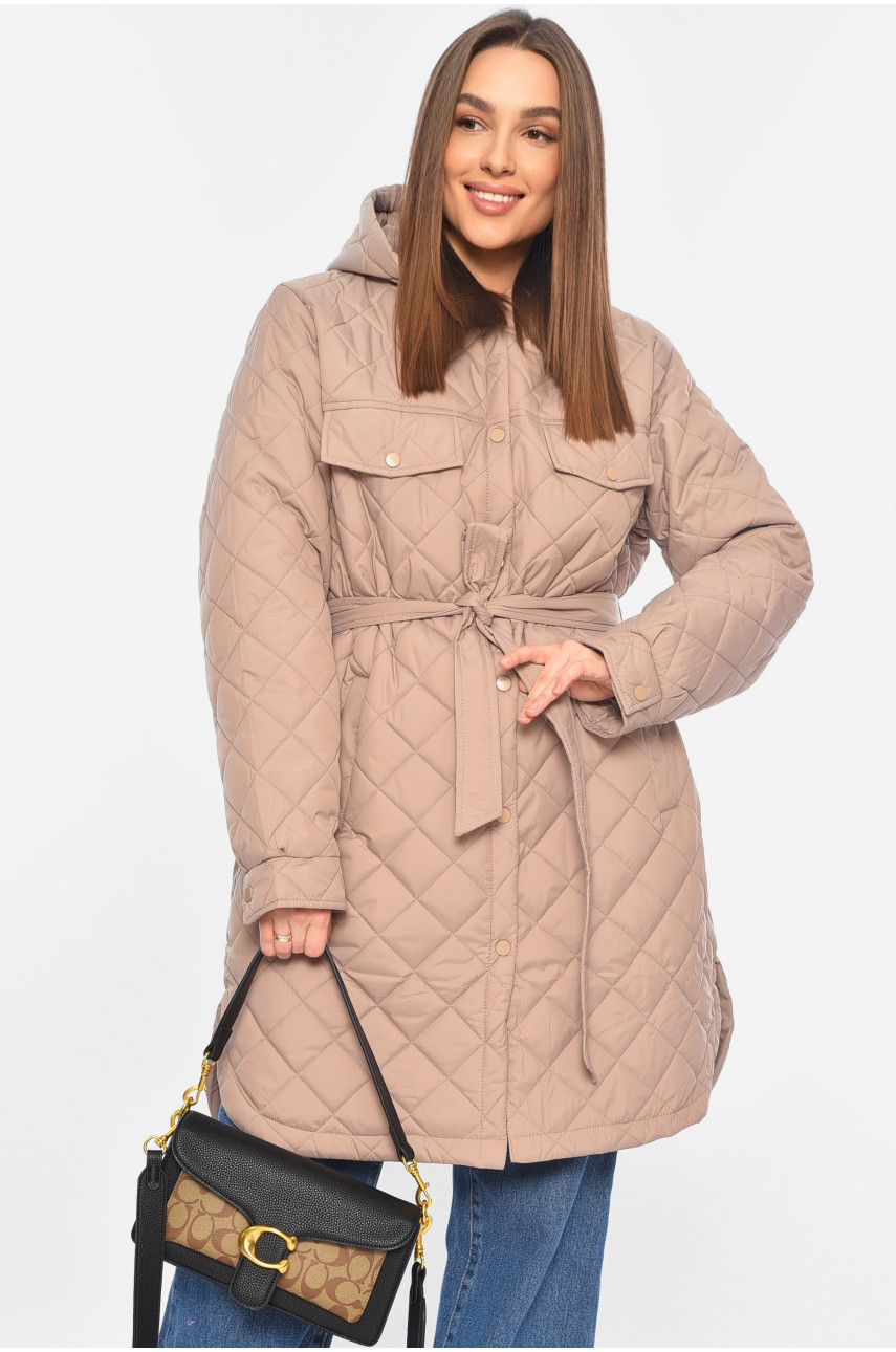 Куртка жіноча напівбатальна демісезонна темно-бежевого кольору 9852 188909 Куртка жіноча напівбатальна демісезонна темно-бежевого кольору 9852 188909