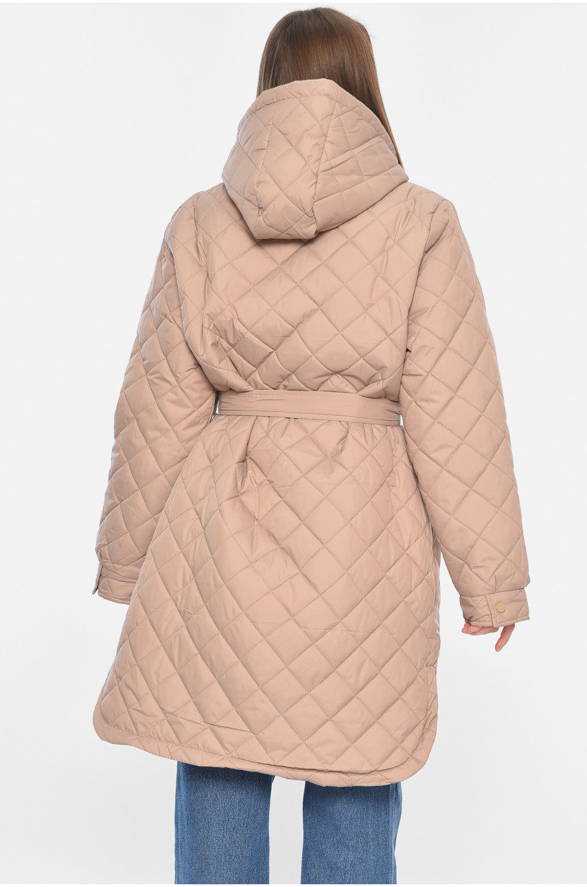 Куртка жіноча напівбатальна демісезонна темно-бежевого кольору 9852 188909 Куртка жіноча напівбатальна демісезонна темно-бежевого кольору 9852 188909