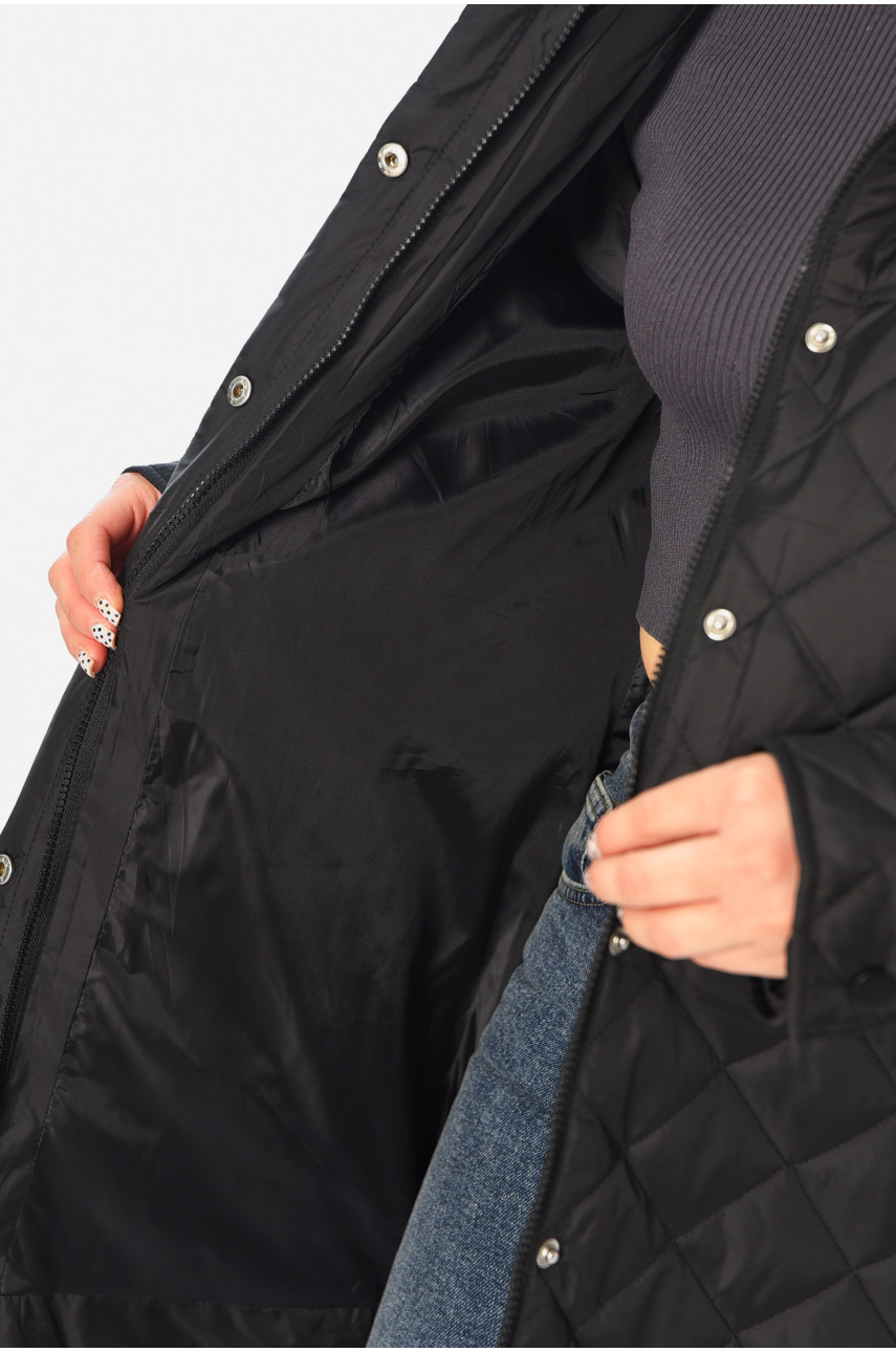 Куртка жіноча напівбатальна демісезонна чорного кольору 9852 188910