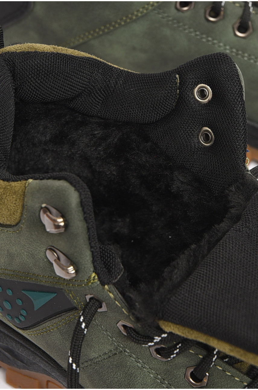 Черевики чоловічі зимові на хутрі зеленого кольору YB10036-3 188914