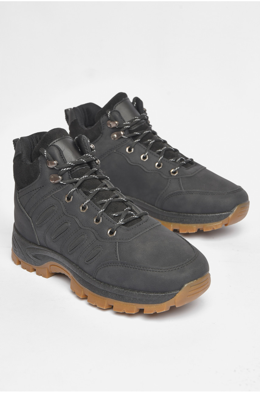 Черевики чоловічі зимові на хутрі чорного кольору YB10035-1 188924
