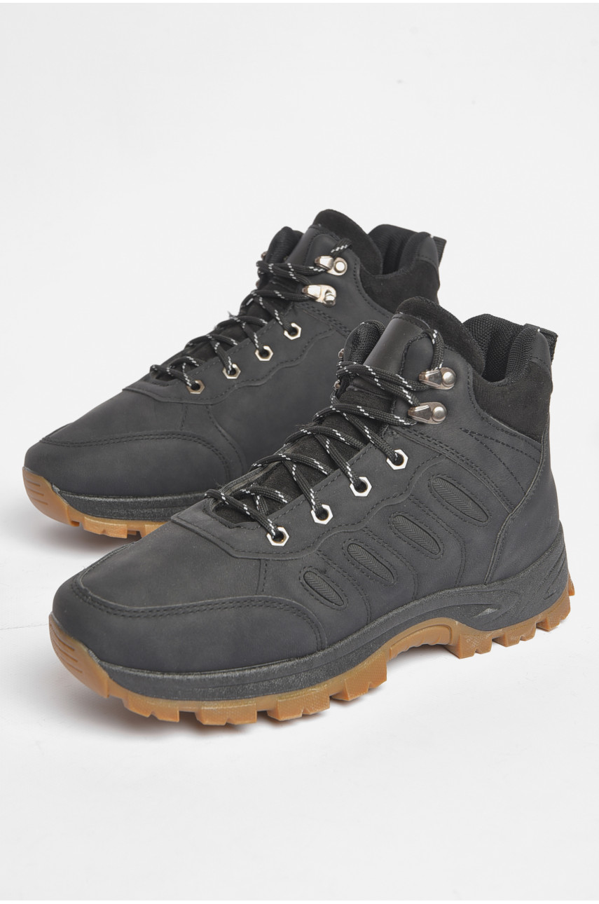 Черевики чоловічі зимові на хутрі чорного кольору YB10035-1 188924