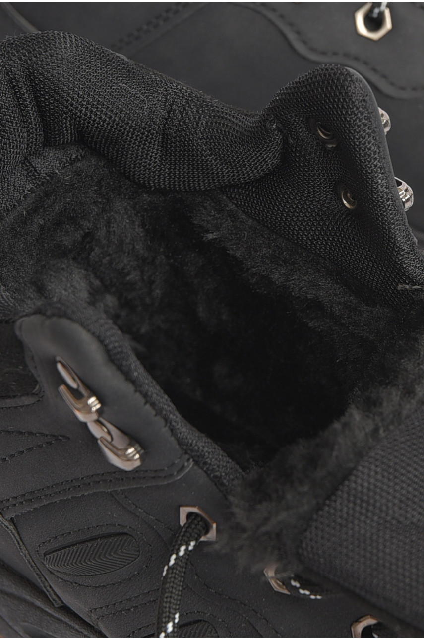 Черевики чоловічі зимові на хутрі чорного кольору YB10035-1 188924