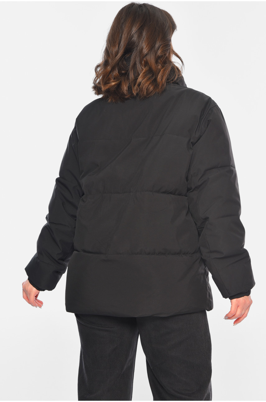 Куртка жіноча демісезонна чорного кольору 821 188929 Куртка жіноча демісезонна чорного кольору 821 188929