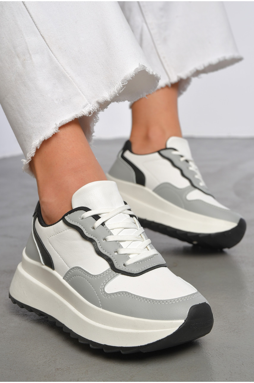 Кросівки жіночі білого кольору на шнурівці B26-6 188945 Кросівки жіночі білого кольору на шнурівці B26-6 188945
