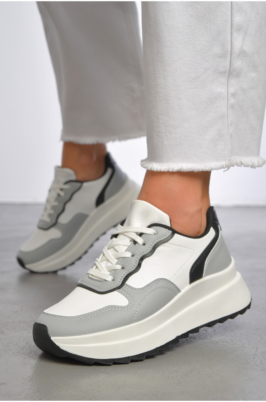 Кросівки жіночі білого кольору на шнурівці B26-6 188945 Кросівки жіночі білого кольору на шнурівці B26-6 188945