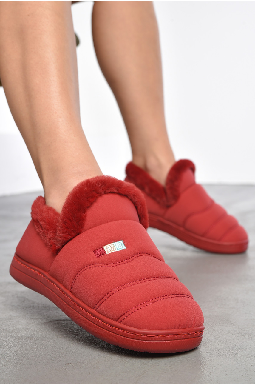 Капці домашні чуні жіночі червоного кольору D-39 188958