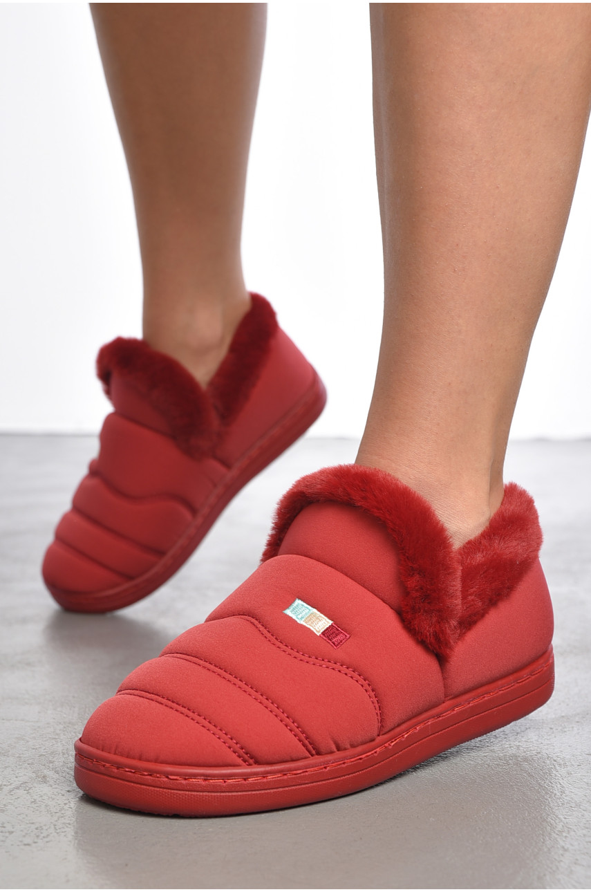 Капці домашні чуні жіночі червоного кольору D-39 188958