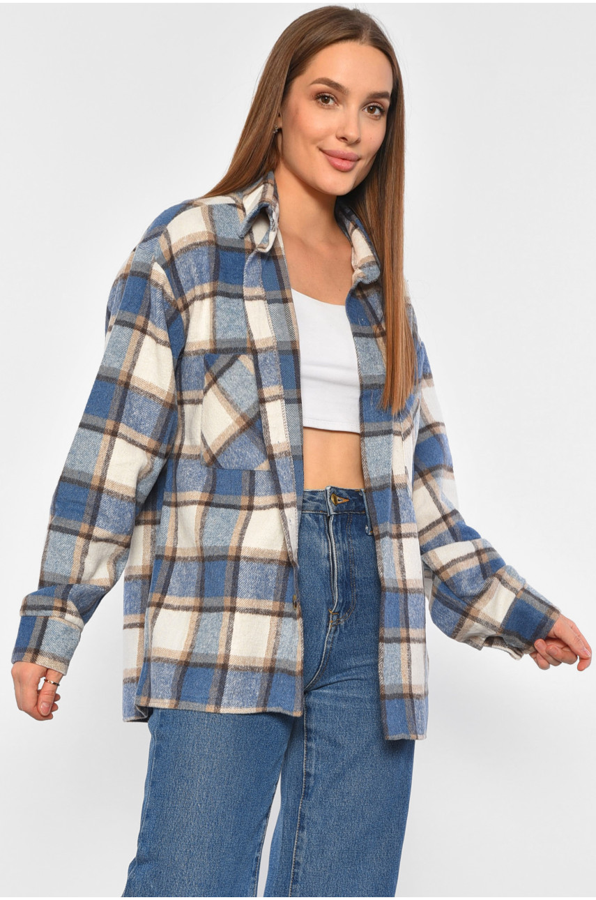 Рубашка женская в клетку голубого цвета 0537 188964 Рубашка женская в клетку голубого цвета 0537 188964