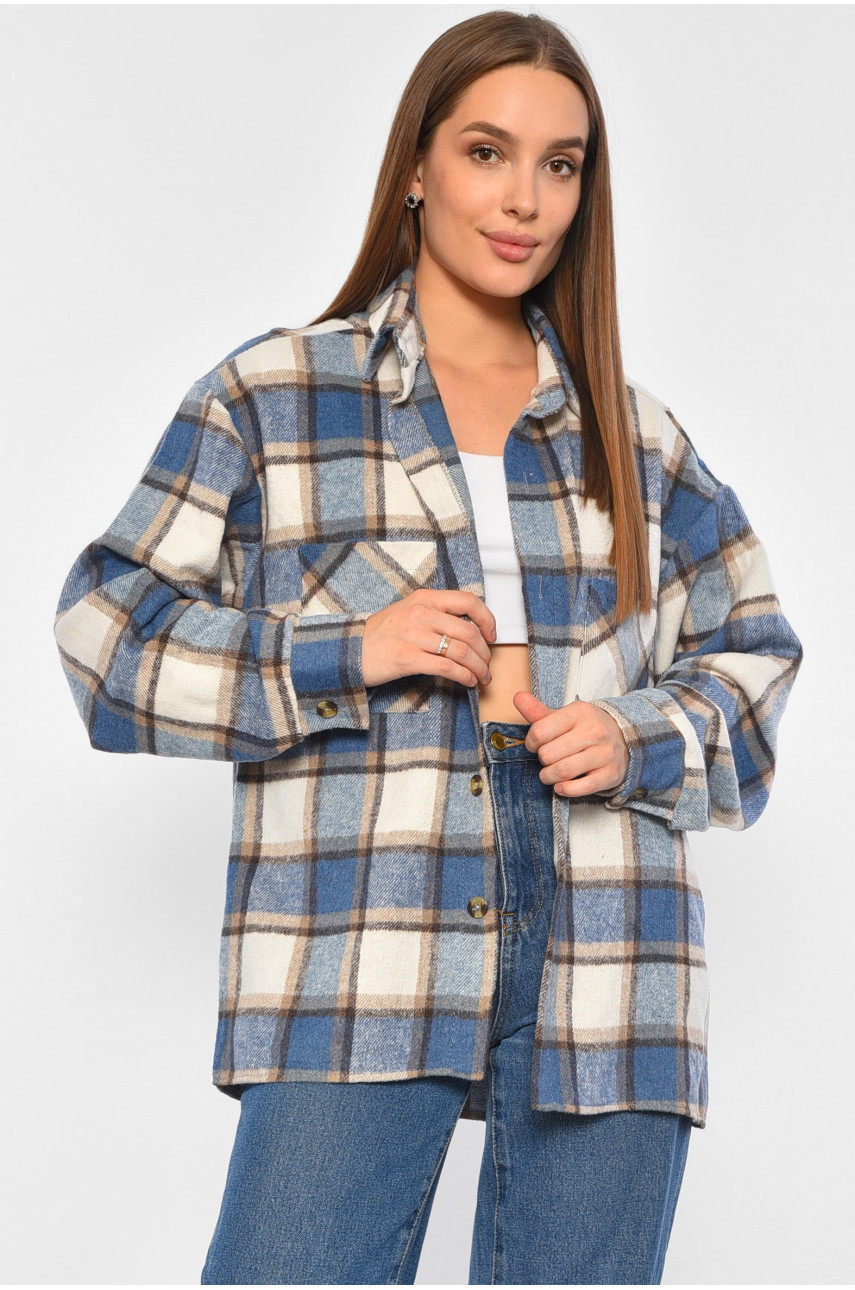 Рубашка женская в клетку голубого цвета 0537 188964 Рубашка женская в клетку голубого цвета 0537 188964