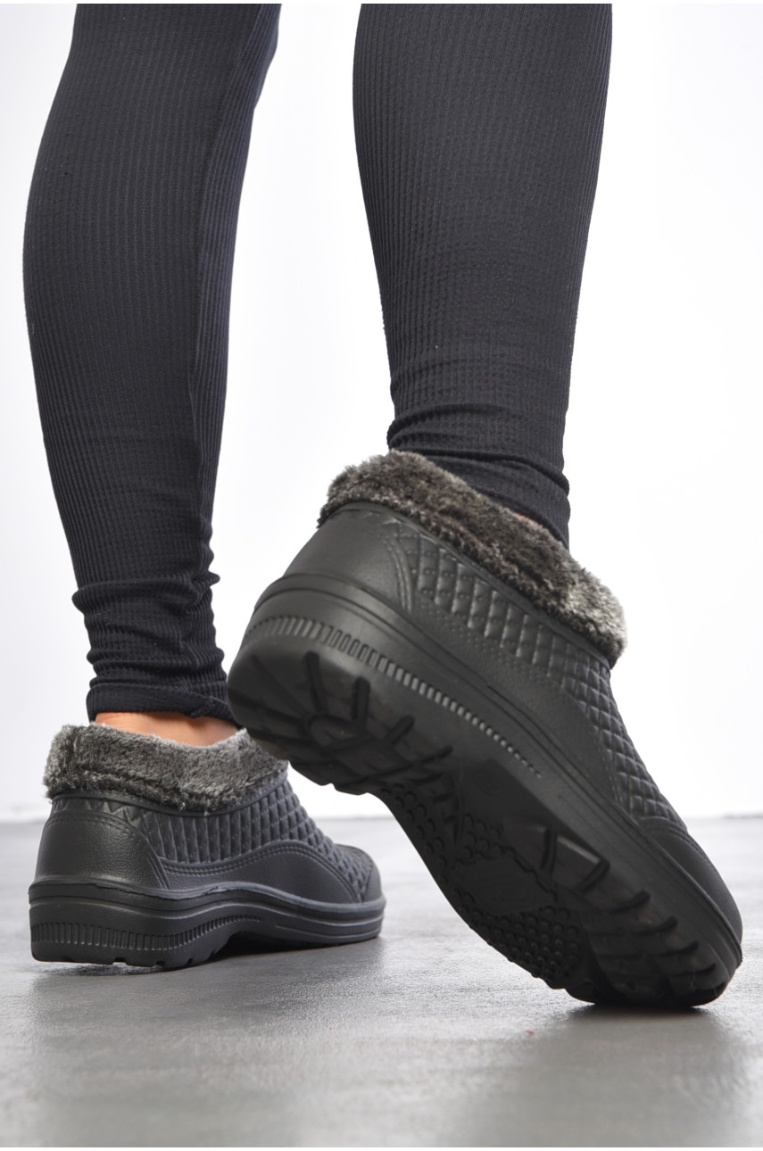 Галоши женские на меху черного цвета ГП-27 188971