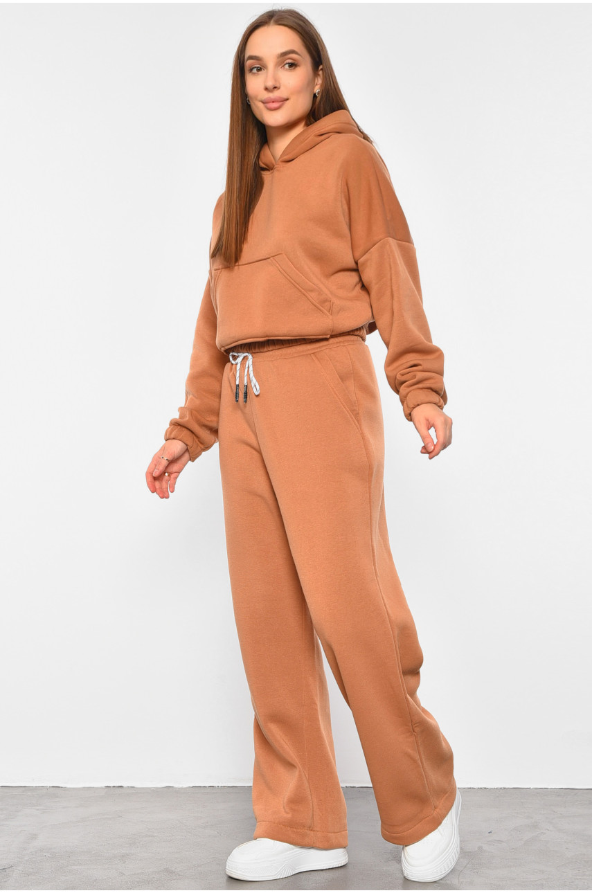 Спортивний костюм жіночий на флісі коричневого кольору 6635 188978
