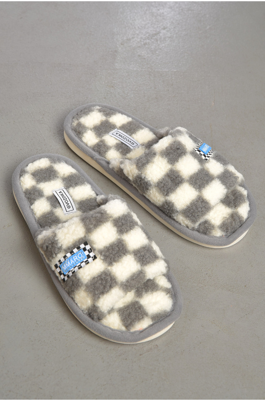 Капці домашні жіночі сірого кольору з відкритим носком D-23 188981