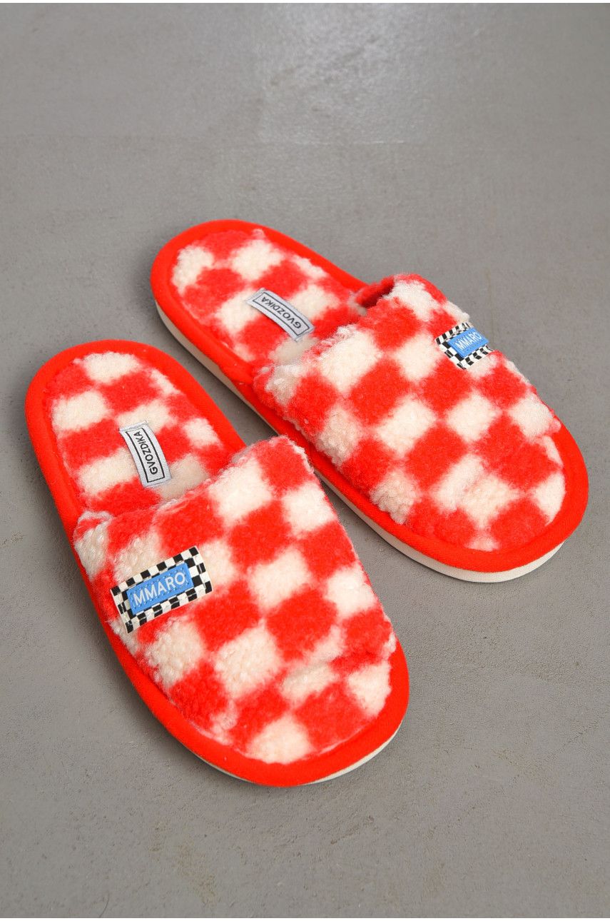 Капці домашні жіночі червоного кольору з відкритим носком D-23 188983
