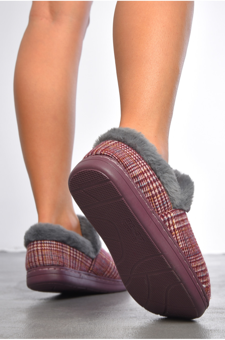 Тапочки домашние чуни женские бордового цвета D-40 188994 Тапочки домашние чуни женские бордового цвета D-40 188994