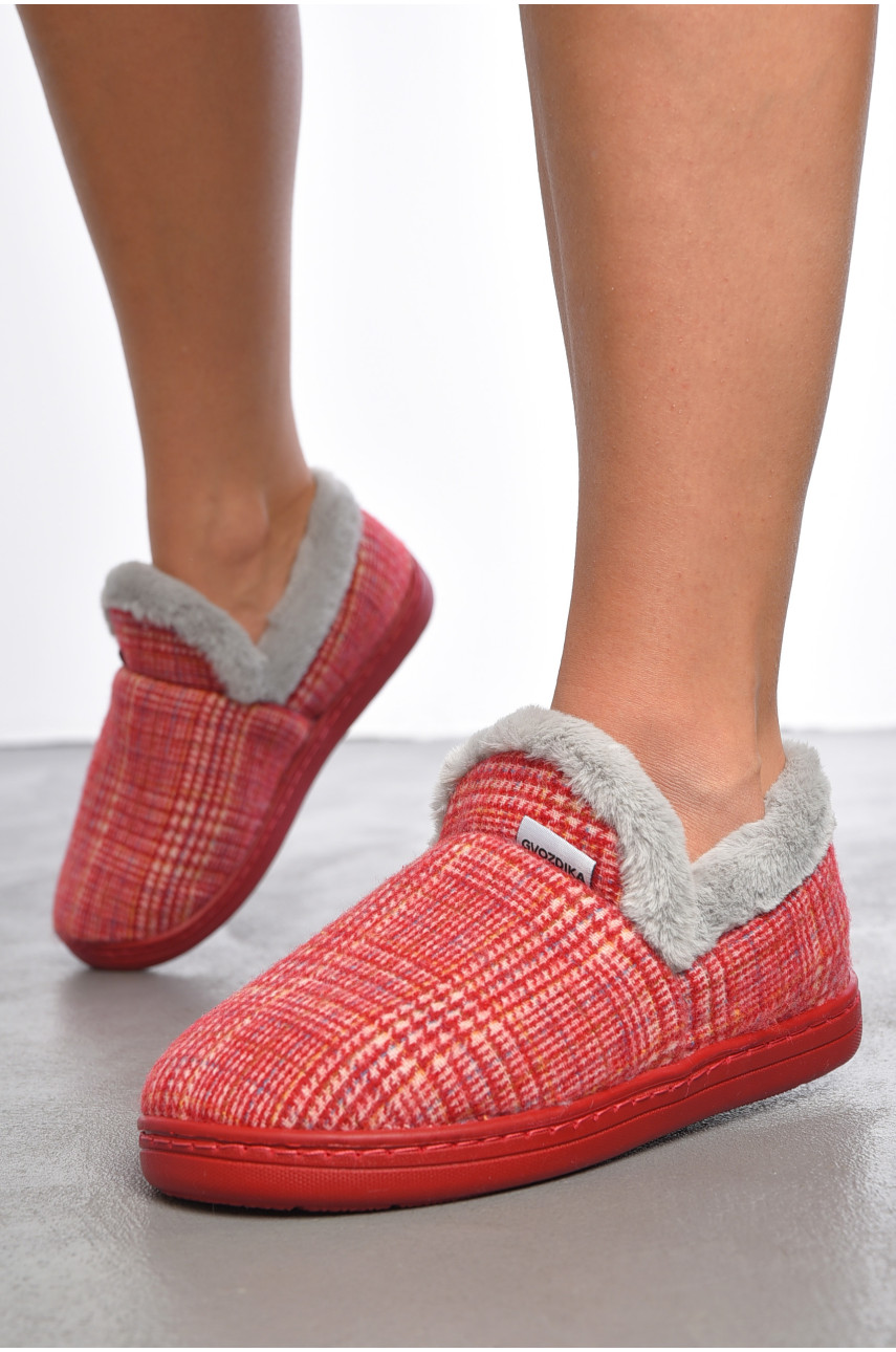 Капці домашні чуні жіночі червоного кольору D-40 188996