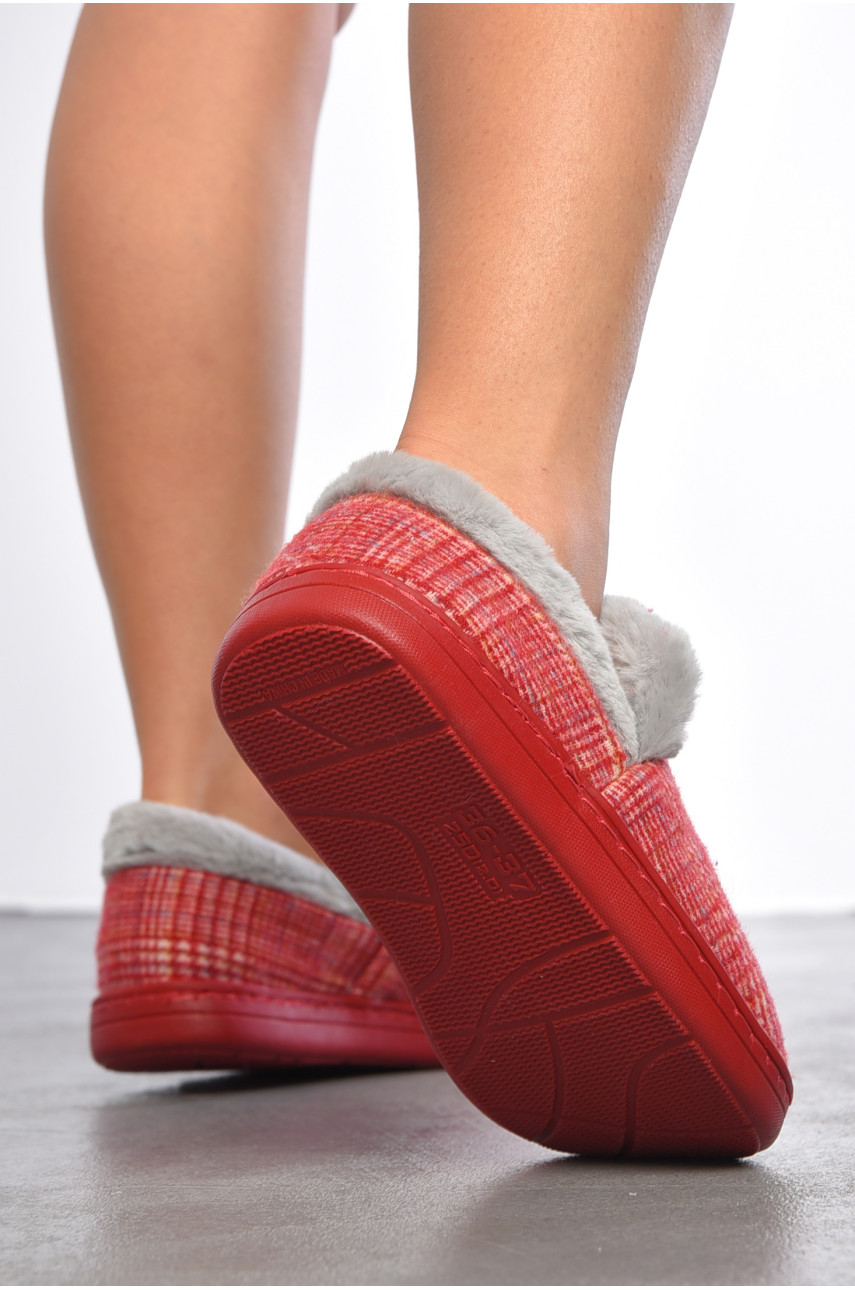 Капці домашні чуні жіночі червоного кольору D-40 188996