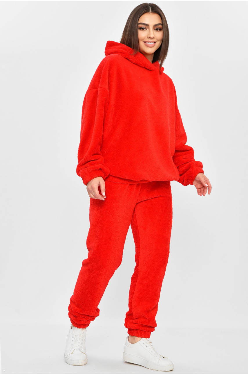 Спортивный костюм женский плюшевый красного цвета 600 189010 Спортивный костюм женский плюшевый красного цвета 600 189010