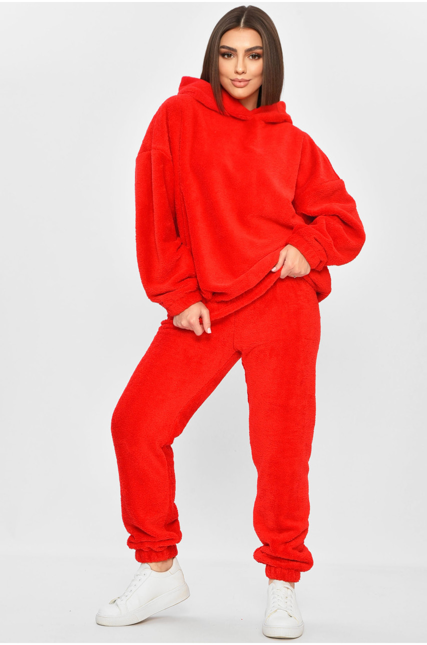Спортивный костюм женский плюшевый красного цвета 600 189010 Спортивный костюм женский плюшевый красного цвета 600 189010