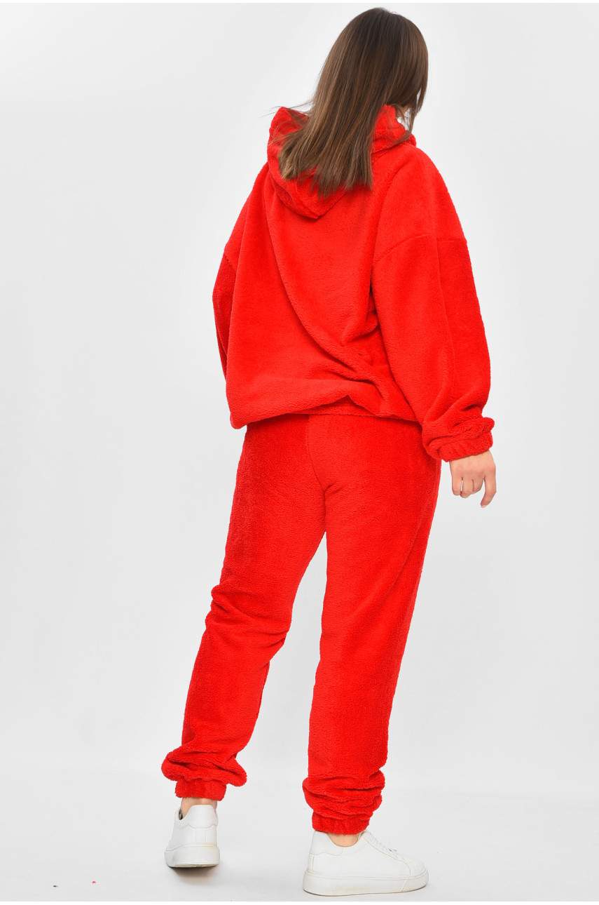 Спортивный костюм женский плюшевый красного цвета 600 189010 Спортивный костюм женский плюшевый красного цвета 600 189010