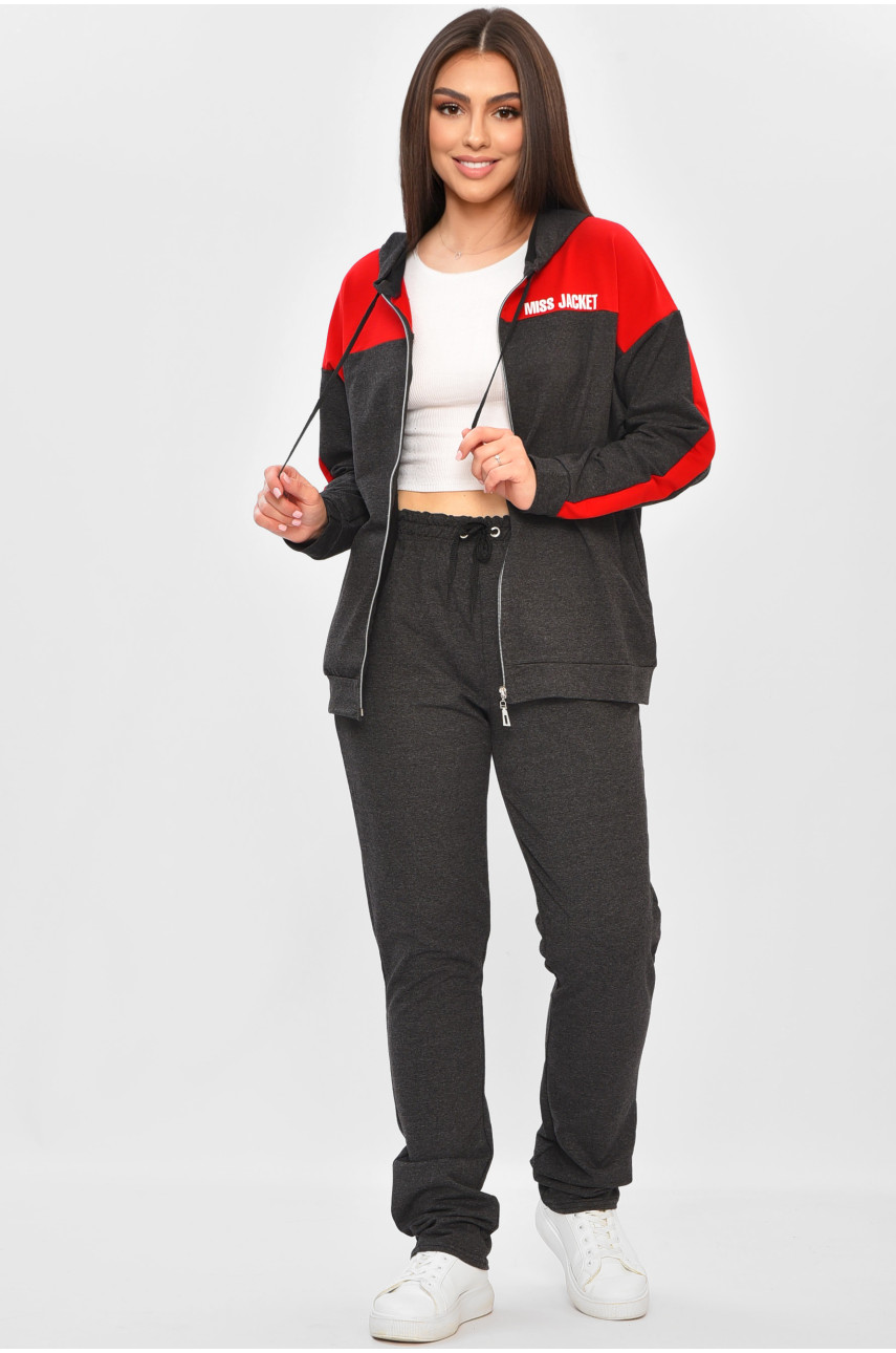 Спортивний костюм жіночий сіро-червоного кольору 305 189015