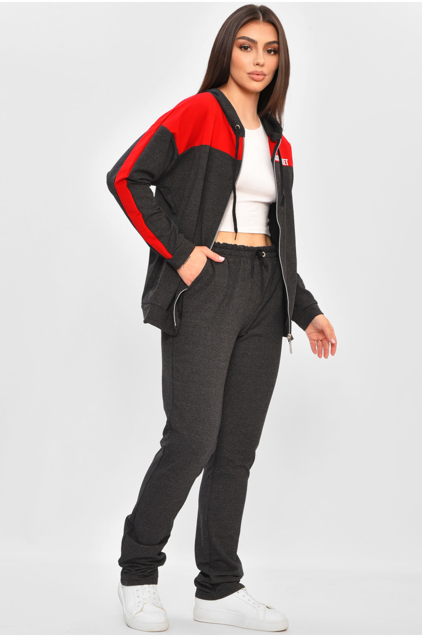 Спортивний костюм жіночий сіро-червоного кольору 305 189015
