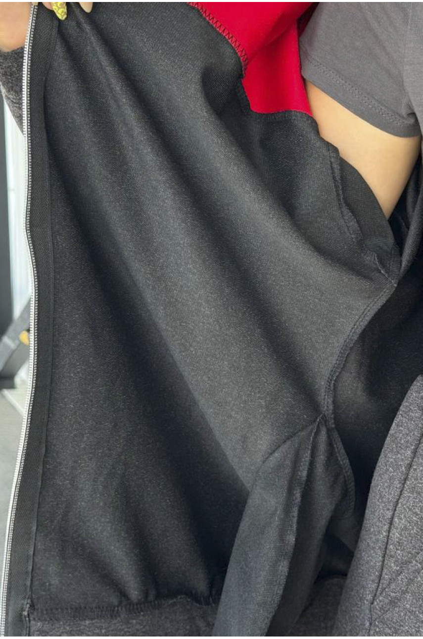 Спортивний костюм жіночий сіро-червоного кольору 305 189015