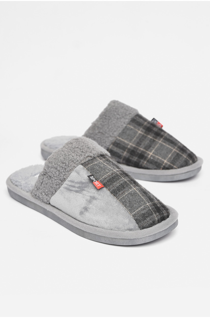 Тапочки комнатные мужские серого цвета U-40 189030 Тапочки комнатные мужские серого цвета U-40 189030