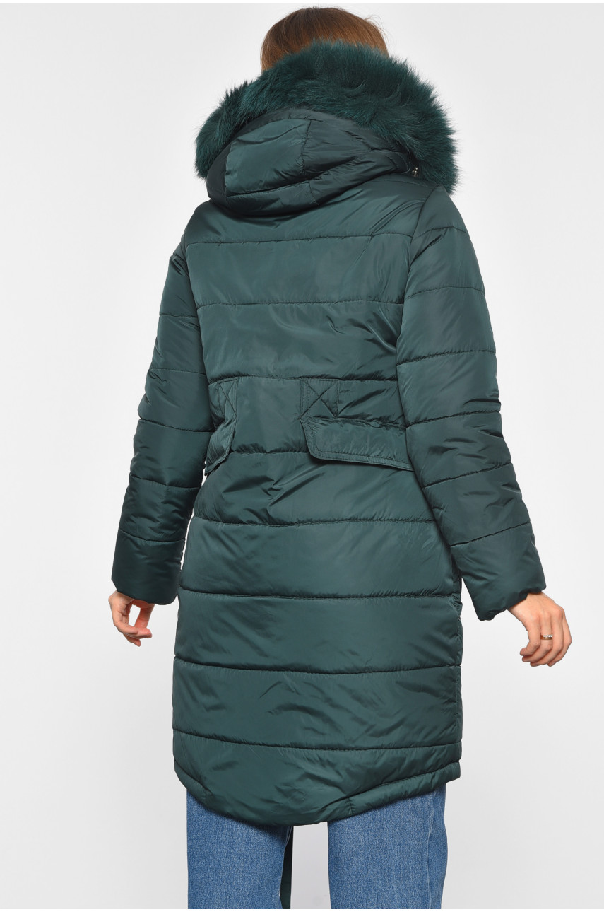 Куртка женская еврозима темно-зеленого цвета 401812 189034