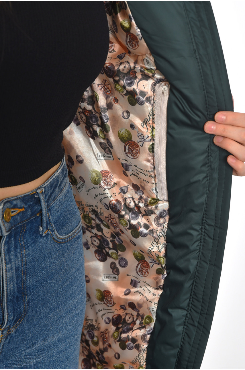 Куртка женская еврозима темно-зеленого цвета 401812 189034