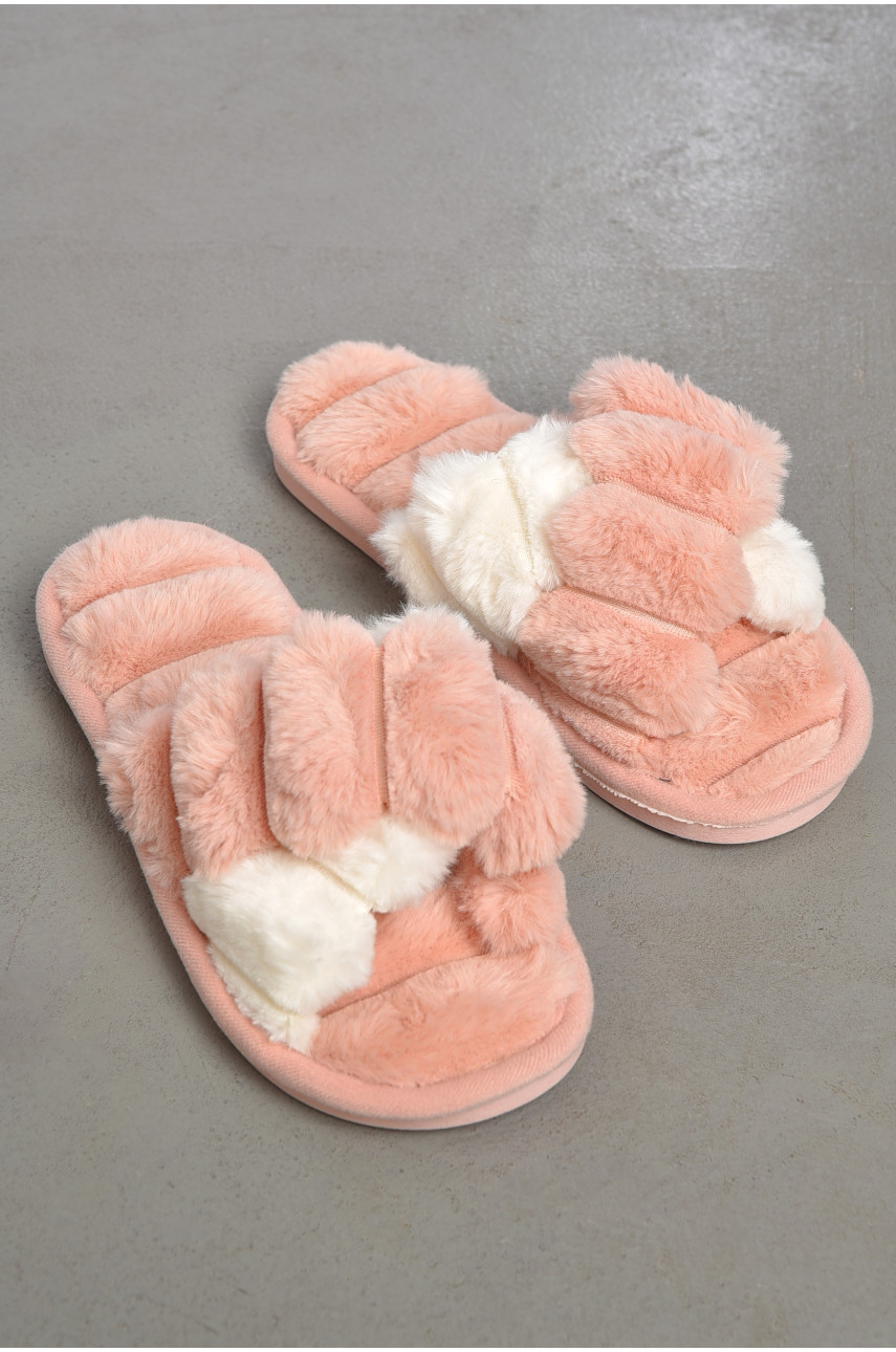 Капці домашні жіночі хутряні рожевого кольору 811 189048