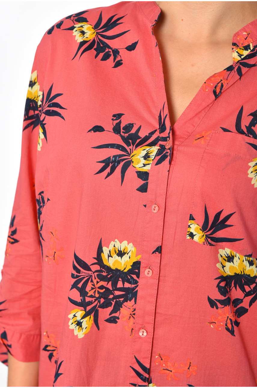 Блуза женская полубатальная кораллового цвета 189066