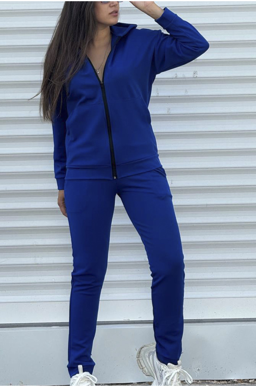 Спортивный костюм женский из ткани лакоста темно-синего цвета 1307 189079 Спортивный костюм женский из ткани лакоста темно-синего цвета 1307 189079