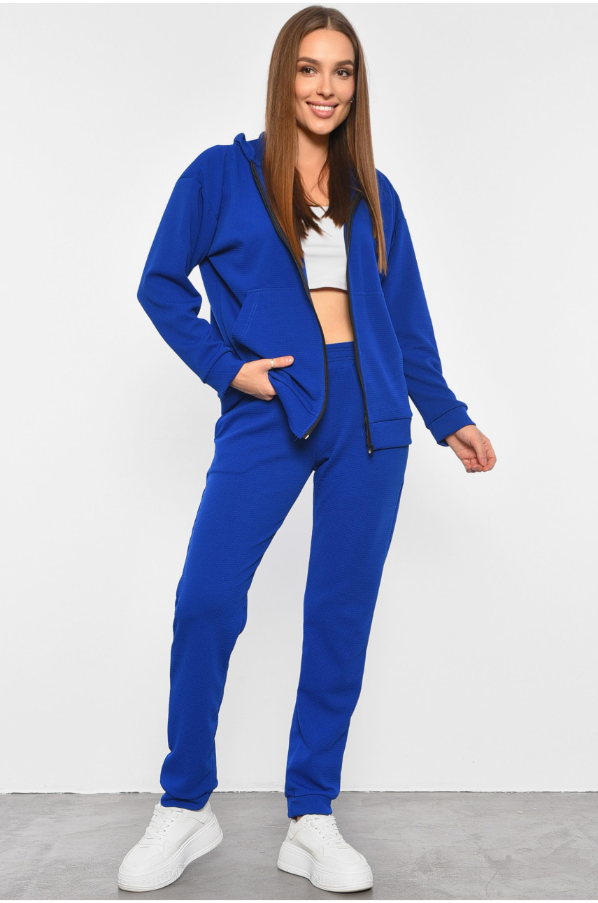 Спортивный костюм женский из ткани лакоста синего цвета 1307 189081 Спортивный костюм женский из ткани лакоста синего цвета 1307 189081