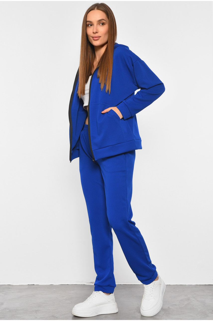 Спортивный костюм женский из ткани лакоста синего цвета 1307 189081 Спортивный костюм женский из ткани лакоста синего цвета 1307 189081