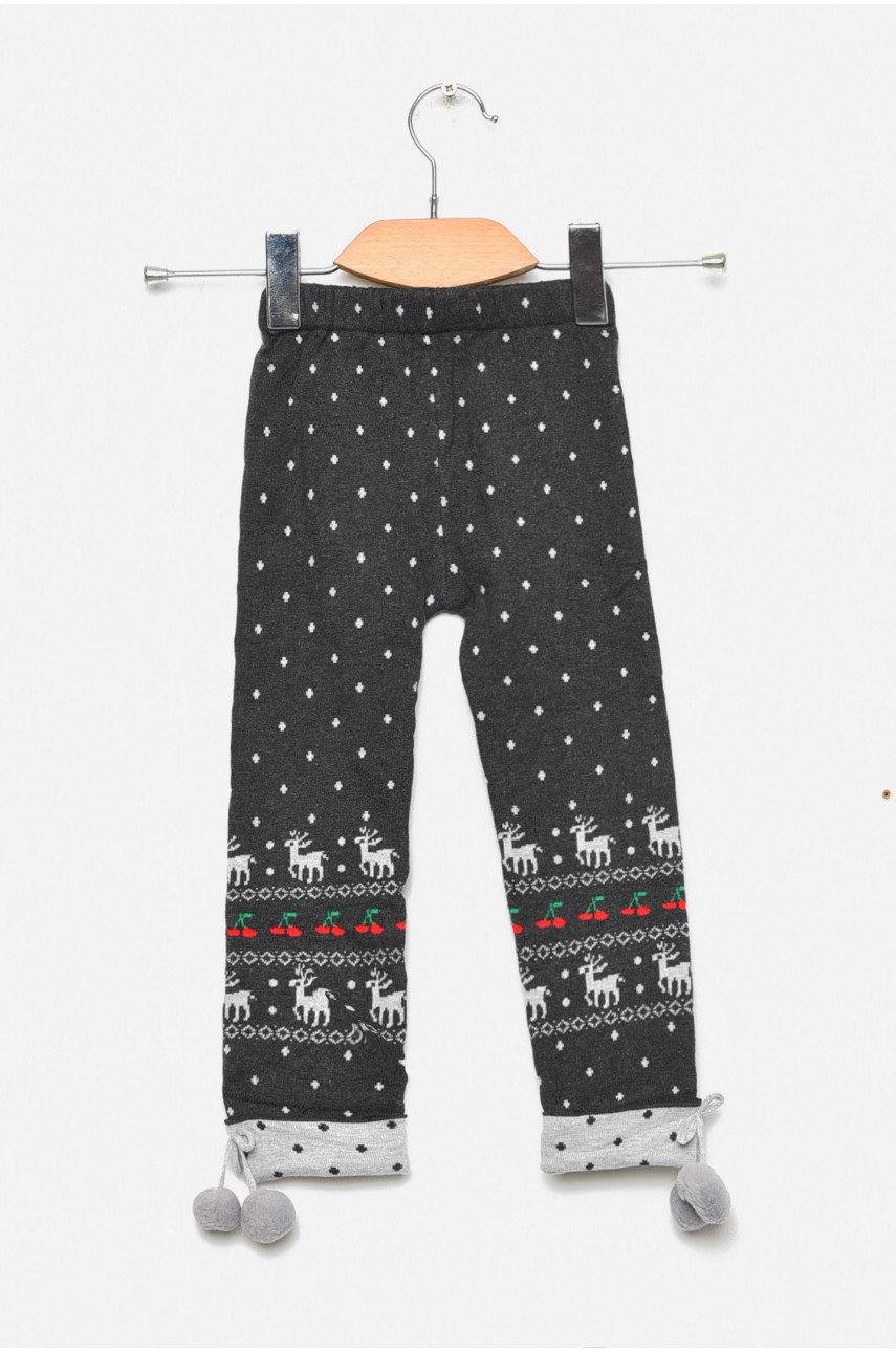 Лосины детские демисезонные для девочки темно-серого цвета 08 189105